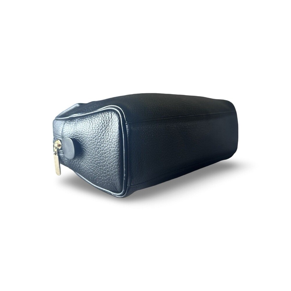 Burberry black pebbled leather top handle handbag Nova Check Interior - Picture 12 of 16